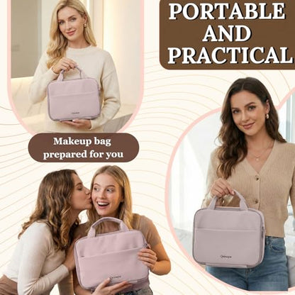 Makeup Bag Hanging Toiletry Bag for Women with Leakproof Compartments - color: Pink