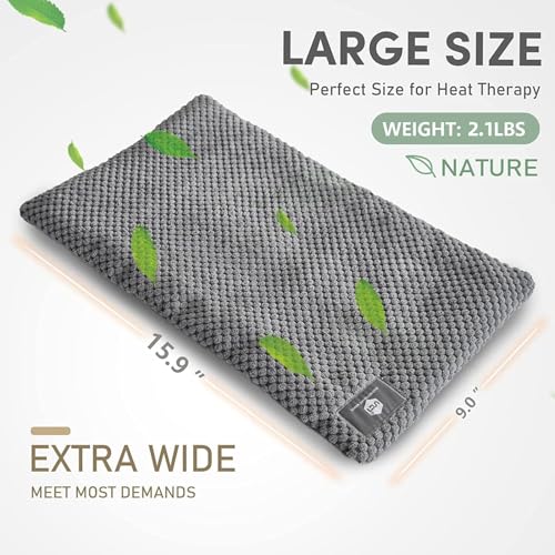 UNCN Wide Microwave Heating Pad with Washable Cover 9.5 x 16in Microwavable - color: Grey
