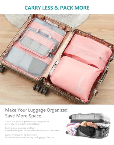 Travelkin 3 Set Packing Cubes - Compression Packing Cubes for Suitcase, Travel Organizers Bag Set