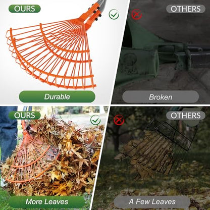 Walensee Leaf Grabber Rake, Long Handle Yard Debris Collector for Lawn