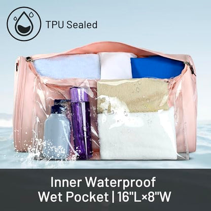 MIER Small Gym Duffle Bag with Shoe Compartment & Wet Pocket, 24L, Pink - color: pink, size: 24L