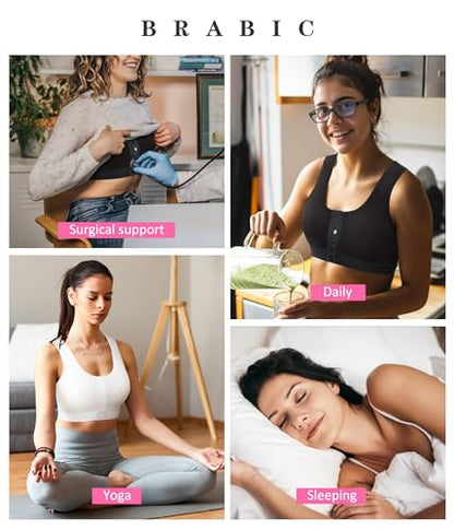 BRABIC Front Closure Compression Full Coverage Bras for Women Post Surgery Everyday - color: White, size: XX-Large