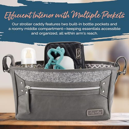 Itzy Ritzy Adjustable Stroller Caddy and Organizer Bag Featuring Front Zippered Pocket, 2 Built-In Interior Pockets & Adjustable Straps to Fit Nearly Any Stroller (Grayson) - color: Grayson