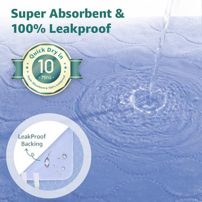 Incontinence Bed Pads Washable with 10 Handles for Bedridden Care, 34"x72" - color: Blue, size: 34"x72"-1 pc