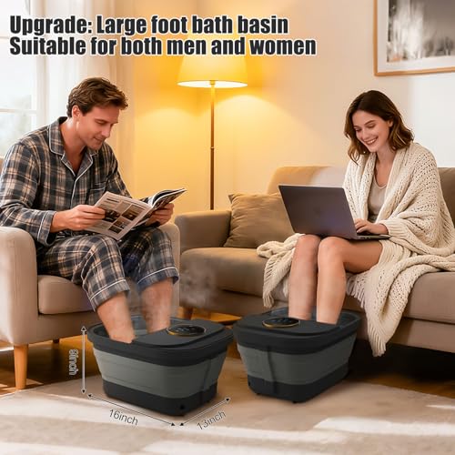 Foot Spa Bath Massager with Heat, Bubble, Temperature Control, Remote Control, Touchscreen, Pumice Stone, Pedicure Foot Spa Gift for Man Women Mother Father (Plus Size)