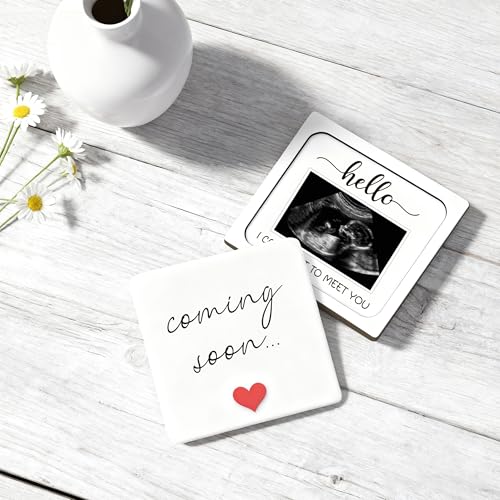 Baby Coming Soon Pregnancy Announcement Ultrasound Frame Keepsake Box Gift - color: white28