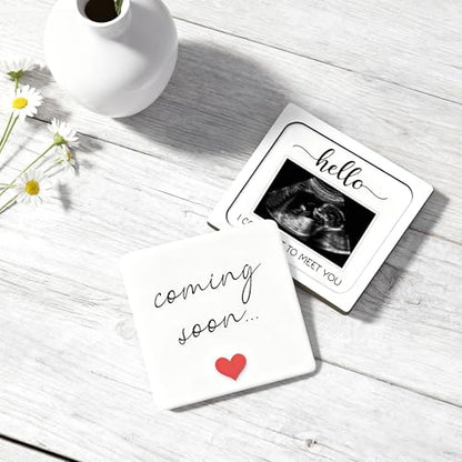 Baby Coming Soon Pregnancy Announcement Ultrasound Frame Keepsake Box Gift - color: white28