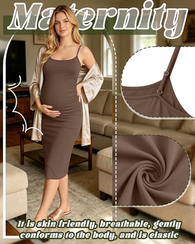 3 Pack Maternity Summer Slip Dress - color: Coffee, Army Green, Black, size: X-Large