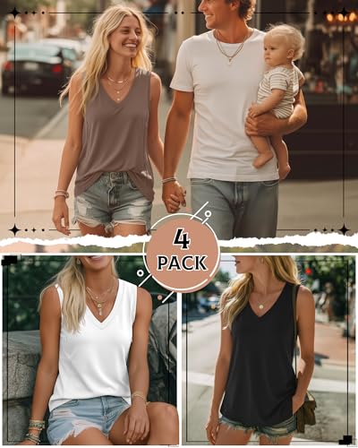 4 Pack Womens Nursing Tank Tops - color: Black, White, Coffee, Cream, size: X-Large