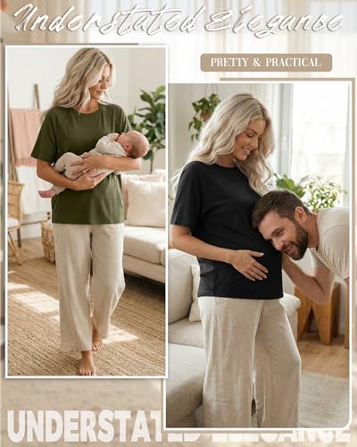 3 Pack Women's Oversized Nursing Tops - color: Khaki, Army Green, Black, size: XX-Large