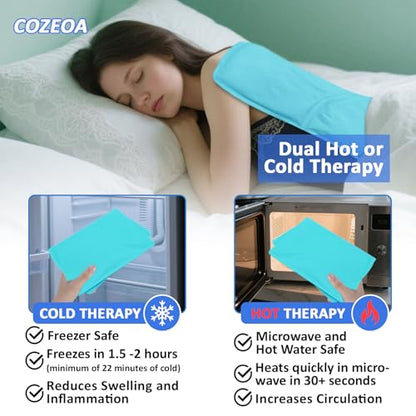 Large Nylon Gel Ice Pack - Reusable No-Strap Cold Therapy Pad, Flexible for Back/Neck/Thighs, Full Coverage Pain Relief for Home/Office (1 Pack)