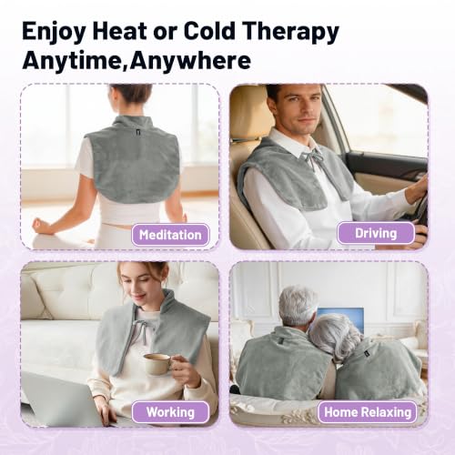 SPRING SEAON Microwavable Neck Heating Pad for Shoulders, Back and Chest - color: Gray