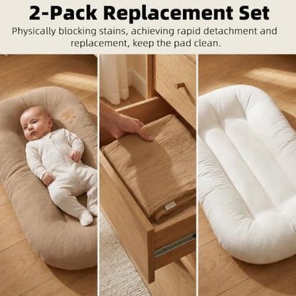 3 Pack Muslin Baby Lounger Covers, Covers Only, 35.5" x 20" - color: 3 Pack Brown