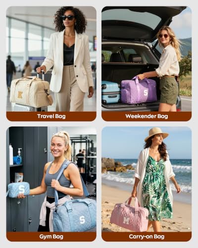 Duffle Bag Teen Girl Gifts Trendy Stuff Initial Travel Weekender Dance Bag - color: off whtie, style: A