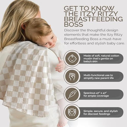 Itzy Ritzy Breastfeeding Boss Multi-Use Baby Wrap & Cover (Checkerboard) - color: Checkerboard, size: 47" x 47"