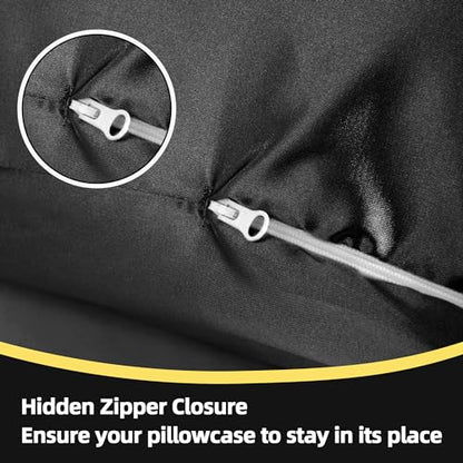 BALAPET Silky Satin Pregnancy Pillow Cover (ONLY Pillowcase), C Shaped Large Luxurious Smooth Maternity Pillow Cover with Hidden Zip, Soft & Breathable Pillow Protector for Side Sleeper, Black - color: Black