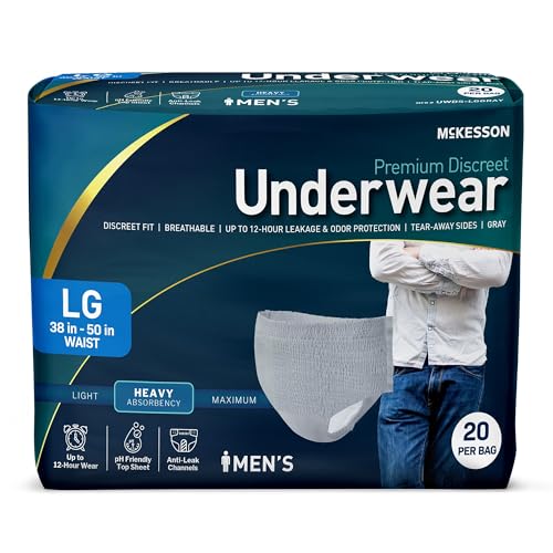 McKesson Discreet Underwear for Men 80 Adult Briefs, Large, 50 in, 20 ct - size: Large