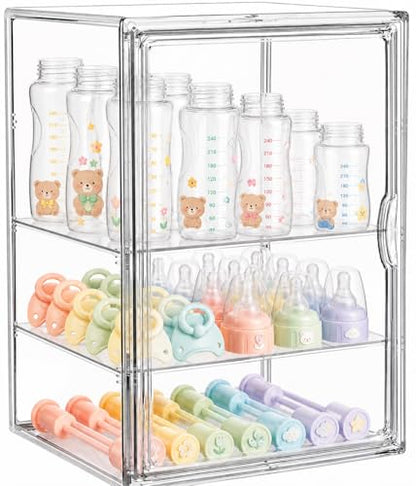 Baby Bottle Storage Organizer for Countertop Clear Bottle Organizer - size: X-Large: 15.3" x 9.8" x 11.4"