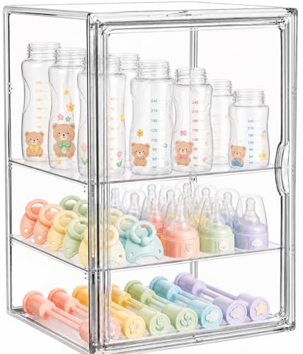 Baby Bottle Storage Organizer for Countertop Clear Bottle Organizer - size: X-Large: 15.3" x 9.8" x 11.4"