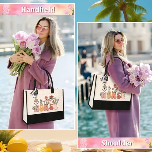 Nurse Tote Bag Set - Beige, Medium (15" x 4" x 12") for Nurses, Thoughtful & Practical, Durable & Lightweight, Versatile for Any Occasion - style: Nurse Bags