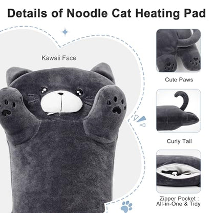 Noodle Cat Heating Pad, USB Electric Warm Pillow Gift for Women - color: Grey Noodle Cat Heating Pad