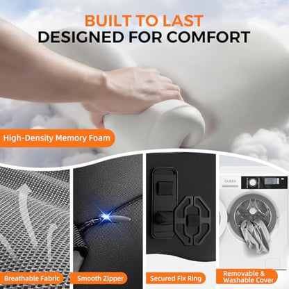 BEBAS Ergonomic Memory Foam Lumbar Support Pillow for Car & Office Chair - color: Gray