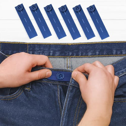 Mandala Crafts Denim Blue Elastic Waist Button Extender for Pants Waistband - color: Denim Blue, size: Stretchy 3.5 Inches