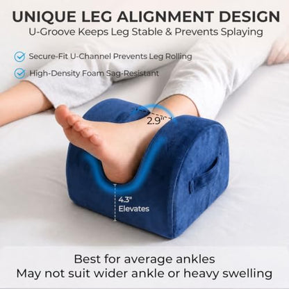 Leg Elevation Pillow for Knee Replacement Surgery Recovery with Handle - color: Navy
