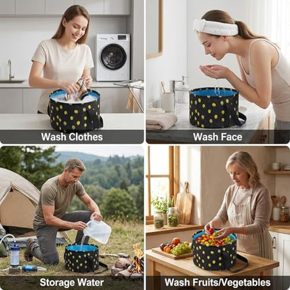 Foldable Bucket for Soaking Feet, Portable Foot Bath Tub Spa Basin - color: Black