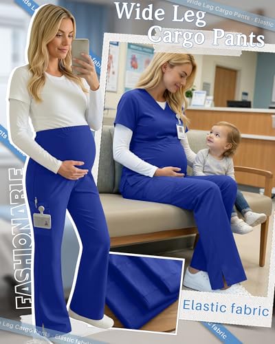 Women's Maternity Scrub Pants - color: Royal Blue, size: Small