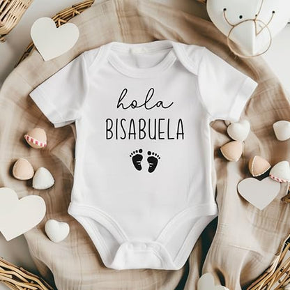 Hola Bisabuela Pregnancy Announcement Infant Bodysuit for Great Grandma - color: White