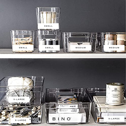 BINO | Stackable Storage Bins, Large - 2 Pack | THE STACKER COLLECTION | Clear Plastic Storage Bins | Built-In Handles | BPA-Free | Containers for Organizing Kitchen Pantry | Multi-Use Organizer Bins - size: Large