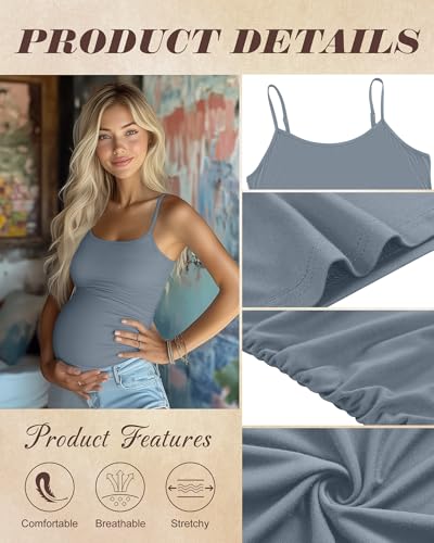 Ficerd 3 Pack Women's Maternity Tank Tops - color: Apricot, Light Haze Blue, Black, size: Small