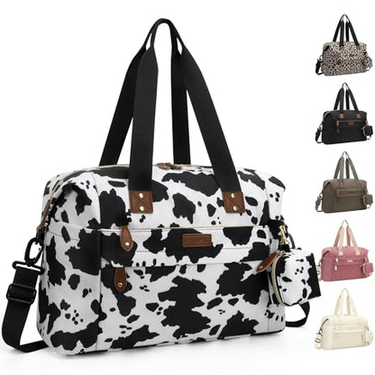 Pritent Diaper Bag Tote Waterproof Maternity Baby Bags with Pacifier Case - color: Cowprint, size: Large