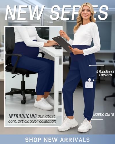 3 Pack Maternity Scrub Cargo Jogger Pants - color: Navy Blue, size: Large
