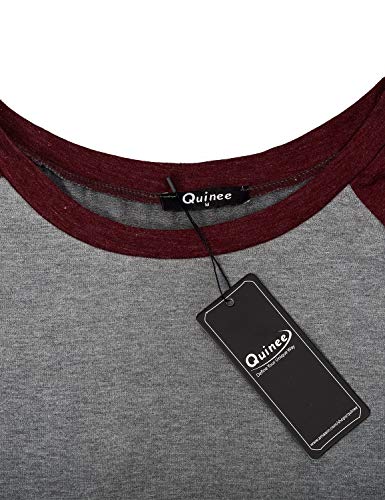 Quinee Womens Short Sleeve Maternity Nursing Tops Raglan Breastfeeding Shirts - color: Wine, size: Medium