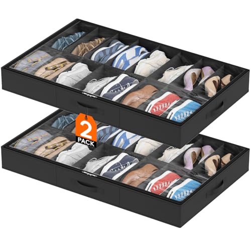 Lifewit Under Bed Shoe Storage Organizer, 2 Pack(16 Shoes Cells) - size: 16 Shoes Cells