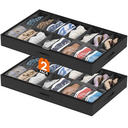 Lifewit Under Bed Shoe Storage Organizer, 2 Pack(16 Shoes Cells) - size: 16 Shoes Cells