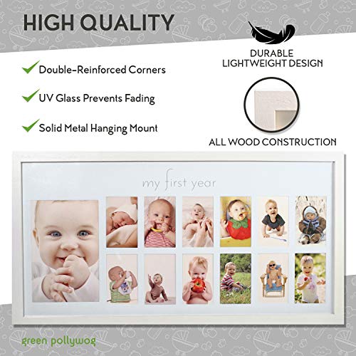 Green Pollywog Baby's First Year Collage Picture Frame, White - color: Baby First Year