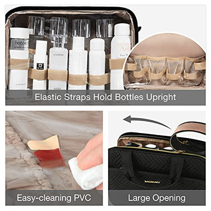 BAGSMART Toiletry Bag for Women, Medium Water-resistant, Black - color: Black, size: Medium