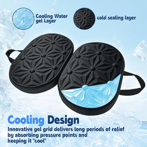 Foldable Cooling Gel Memory Foam Seat Cushion for Outdoor & Stadium Use - color: Black Fabric