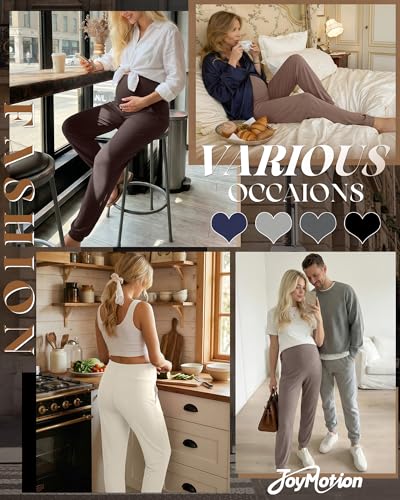 4 Pack Women's Maternity Jogger Pants - color: Beige, Light Coffee, Coffee, Dark Brown, size: XX-Large