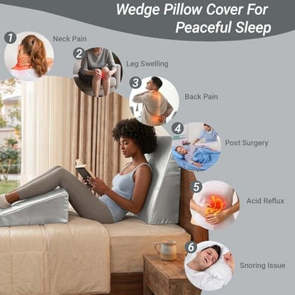 1 Pack Satin Wedge Pillow Cover 26x25x7.5 Inch Grey - color: Grey, size: 26x25x7.5"