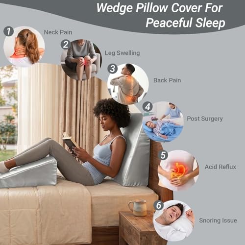 1 Pack Satin Wedge Pillow Cover 25x25x8 Inch Grey - color: Grey, size: 25x25x8"