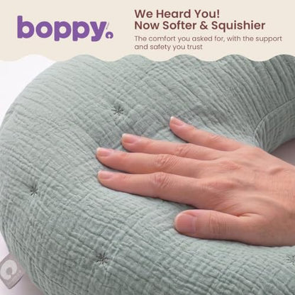 Boppy Nursing Pillow, Cotton Muslin Ergonomic Breastfeeding Support Pillow - color: Luxe - Chestnut Muslin