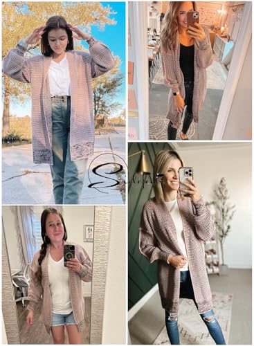 Sidefeel Cardigan Sweaters for Women 2026 Fall Outfits - color: Pink, size: Small