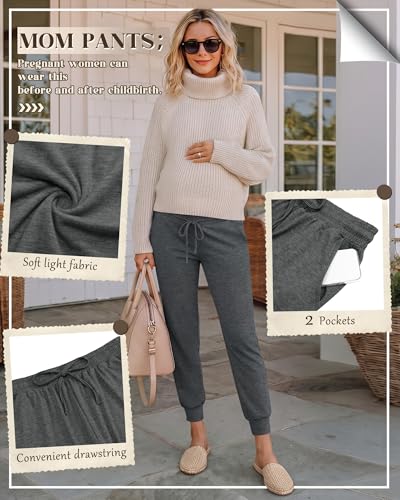 3 Pack Women Maternity Pants Pregnancy Lounge Jogger - color: Black, Dark Gray, Light Gray, size: Small