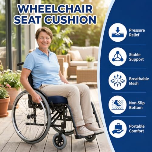 Gel Seat Cushion for Office Chair, Memory Foam, Blue - color: Blue