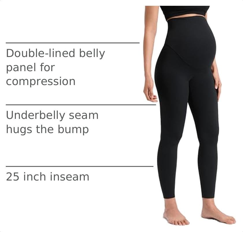 CRZ YOGA Maternity No Front Seam Legging 25" - color: Black, size: Large