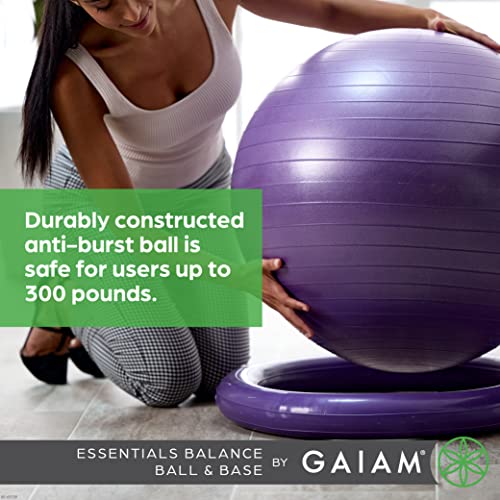 Gaiam Essentials Balance Ball & Base Kit, Yoga Ball Chair, Exercise Ball with Inflatable Ring Base for Home or Office Desk, Includes Air Pump - color: Grey